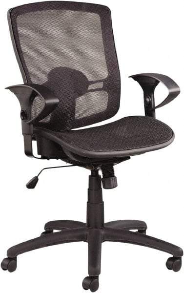 ALERA - 39-3/8" High Mid Back Chair - 25" Wide x 26-1/4" Deep, Mesh Seat, Black - Makers Industrial Supply