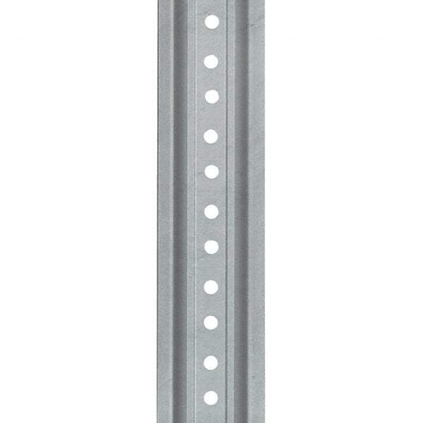 Nucor - 12' High, Galvanized Traffic Sign Post - Steel, 3/8" Hole Diam, Silver - Makers Industrial Supply