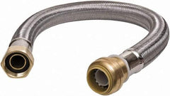 SharkBite - 3/4" Push to Connect Inlet, 3/4" FIP Outlet, Braided Stainless Steel Flexible Connector - Stainless Steel, Use with Water Air Connectors - Makers Industrial Supply