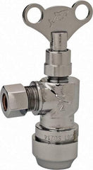 SharkBite - 1/2 & 3/8" Pipe, 200 psi WOG Rating, Brass Angle Stop Valve - Loose Key Handle, Push Fit End Connections, For Potable Water Applications - Makers Industrial Supply