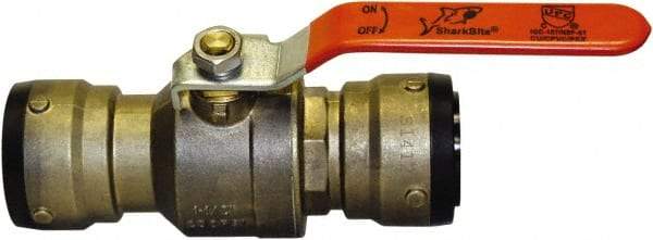 SharkBite - 1-1/4" Pipe, Standard Port, Brass Standard Ball Valve - Inline - Two Way Flow, Push-to-Connect x Push-to-Connect Ends, Steel Handle, 200 WOG - Makers Industrial Supply