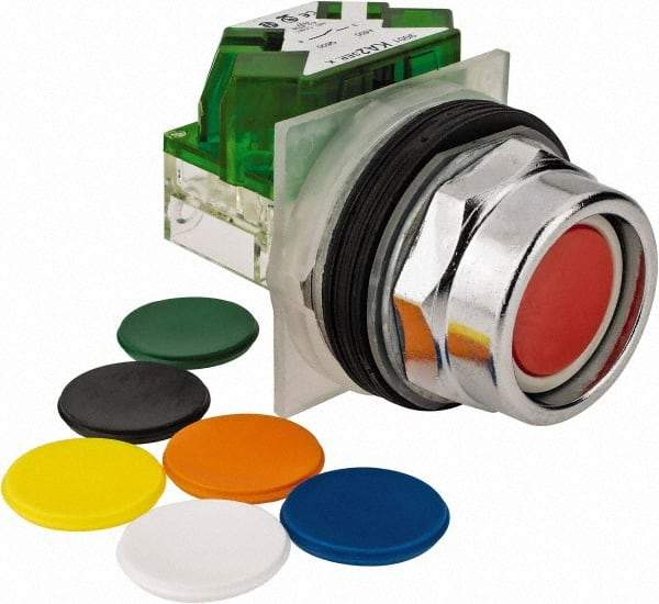 Schneider Electric - 30mm Mount Hole, Recessed, Pushbutton Switch with Contact Block - Octagon, Multicolor Pushbutton, Momentary (MO) - Makers Industrial Supply