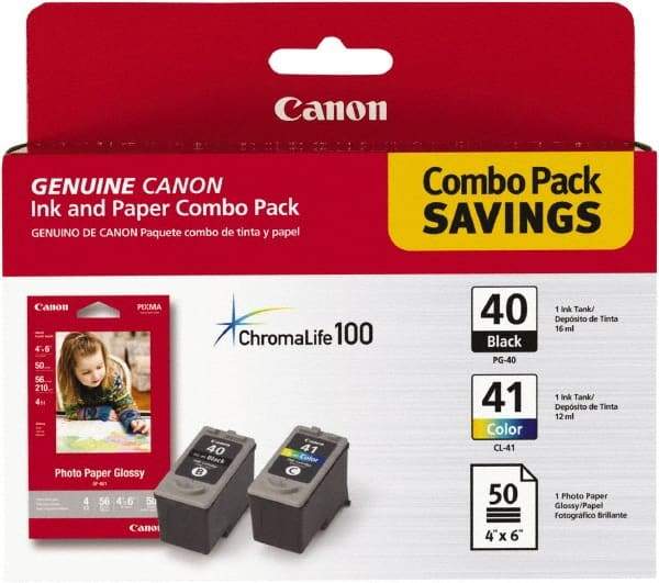 Canon - Black & Multi Colored Ink & Paper Combo - Use with Canon PIXMA iP1600, iP1700, MP150, MP160, MP170, MP450, MP460 - Makers Industrial Supply