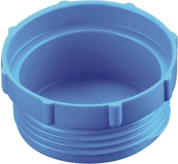 Caplugs - Serrated Round Head, Threaded Plug - 2.12" OD, 51/64" Long, High-Density Polyethylene, Blue - Makers Industrial Supply