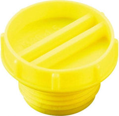 Caplugs - Serrated Round Head with Slot, Threaded Plug - 27.94mm OD, Low-Density Polyethylene, Yellow - Makers Industrial Supply