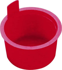 Caplugs - 1.95" ID, Pull-Tab, Round Head, Tapered Plug - 2.12" OD, 1" Long, Low-Density Polyethylene, Red - Makers Industrial Supply