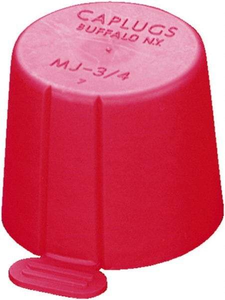 Caplugs - 1.106" ID, Round Head, Tapered, Tear-Tab Cap - 1-9/64" Long, Low-Density Polyethylene, Red - Makers Industrial Supply