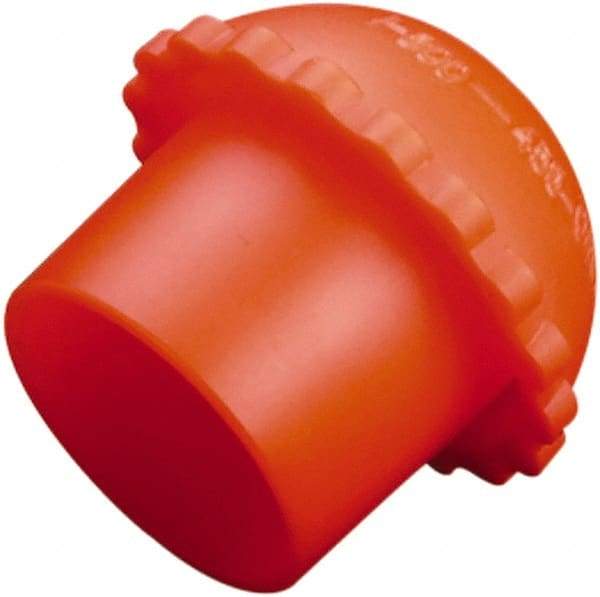 Caplugs - 0.82" ID, Serrated Round Head Cylinder Valve Cap - 1" Long, Low-Density Polyethylene, Orange - Makers Industrial Supply