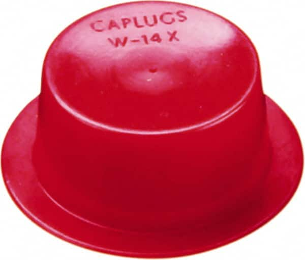 Caplugs - 0.363" ID, Round Head, Tapered Cap/Plug with Flange - 0.81" OD, 3/8" Long, Low-Density Polyethylene, Red - Makers Industrial Supply