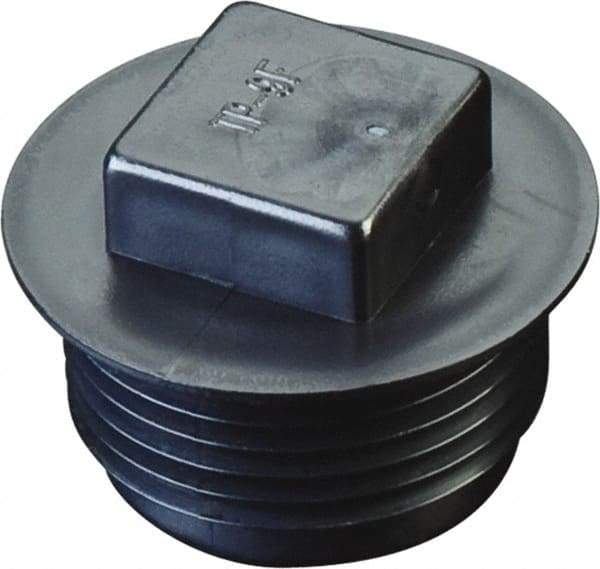 Caplugs - Square Head, Threaded Plug with Flange - 0.69" OD, 19/32" Long, High-Density Polyethylene, Black - Makers Industrial Supply