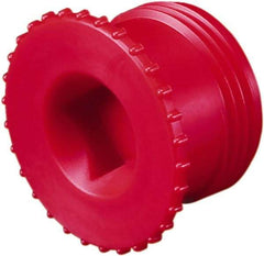 Caplugs - Serrated Round Head, Square Drive, Threaded Plug - 1.56" OD, 31/32" Long, Polypropylene, Red - Makers Industrial Supply