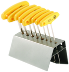 8 Piece - 1/8 - 3/8" - T-Handle Hex Ergonomic Comfort Grip Inch Set in Metal Stand - Makers Industrial Supply