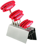 8 Piece - 2.0 - 10mm - T-Handle Hex Ergonomic Comfort Grip Metric Set in Metal Stand - Makers Industrial Supply