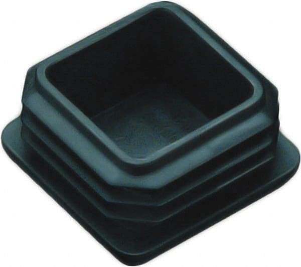 Caplugs - Square Finishing Plug for 10 to 14 Gauge Panels, for 1-1/2" Tube Diam - 0.52" Deep, Vinyl, Black - Makers Industrial Supply