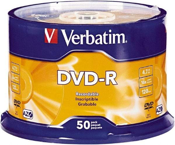 Verbatim - Silver DVD-R Discs - Use with CD, DVD - Makers Industrial Supply