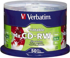 Verbatim - Silver CD-RW Discs - Use with CD, DVD Drives - Makers Industrial Supply