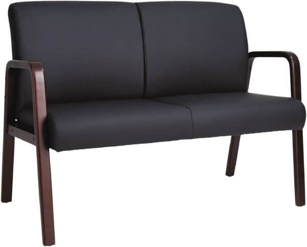 ALERA - 33" High Reception Lounge Chair - 44" Wide x 26-1/8" Deep, Leather Seat, Black & Mahogany - Makers Industrial Supply