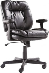 OIF - 40" High Executive Swivel/Tilt Chair - 26" Wide x 25-3/8" Deep, Soft Leather Seat, Black - Makers Industrial Supply