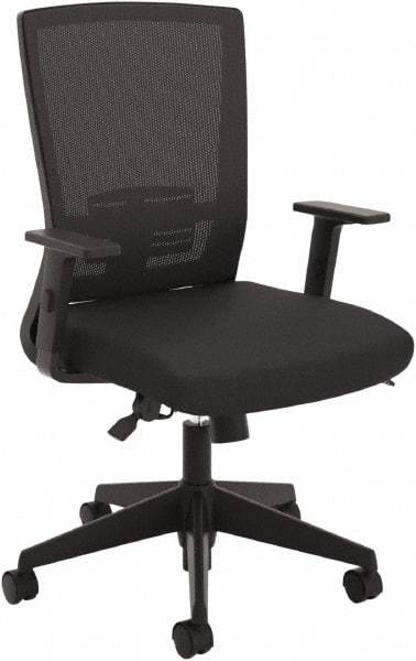 Basyx - 43-1/8" High High Back Chair - 28" Wide x 28-3/8" Deep, Fabric Mesh Seat, Black - Makers Industrial Supply