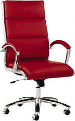 ALERA - 45-1/4" High High Back Chair - 24" Wide x 27-1/4" Deep, Leather Seat, Red - Makers Industrial Supply