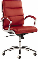 ALERA - 42-1/8" High Mid Back Chair - 24" Wide x 27-1/4" Deep, Leather Seat, Red - Makers Industrial Supply