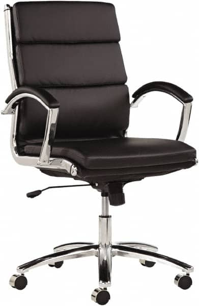 ALERA - 42-1/8" High Mid Back Chair - 24" Wide x 27-1/4" Deep, Leather Seat, Black - Makers Industrial Supply