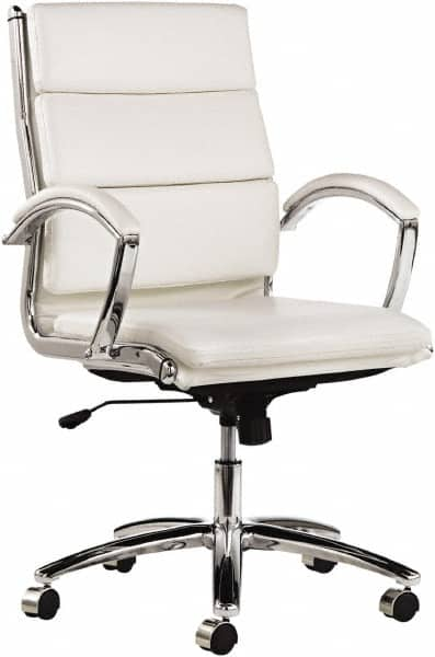 ALERA - 42-1/8" High Mid Back Chair - 24" Wide x 27-1/4" Deep, Faux Leather Seat, White - Makers Industrial Supply