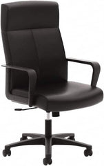 Basyx - 47" High Executive High Back Leather Chair - 25" Wide x 26-1/2" Deep, Soft Leather Seat, Black - Makers Industrial Supply