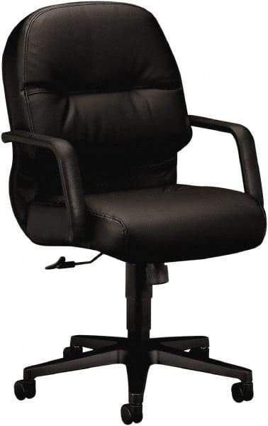 Hon - 41-3/4" High Managerial Mid Back Swivel/Tilt Chair - 26" Wide x 29-3/4" Deep, Leather, Memory Foam Seat, Black - Makers Industrial Supply