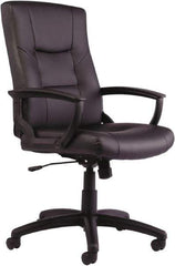 ALERA - 43-3/4" High Executive High Back Swivel Tilt Chair - 25" Wide x 27" Deep, Leather Seat, Black - Makers Industrial Supply