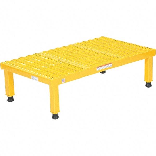 Vestil - 9" High x 19" Wide x 36" Deep, Yellow Step Stand - Steel, 500 Lb Capacity - Makers Industrial Supply