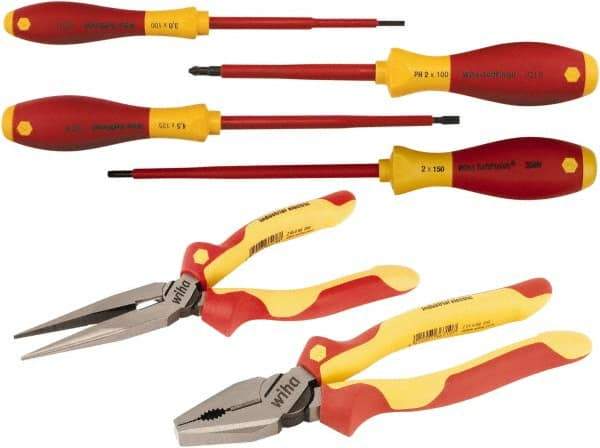 Wiha - 6 Piece Insulated Plier Set - Comes in Vinyl Pouch - Makers Industrial Supply