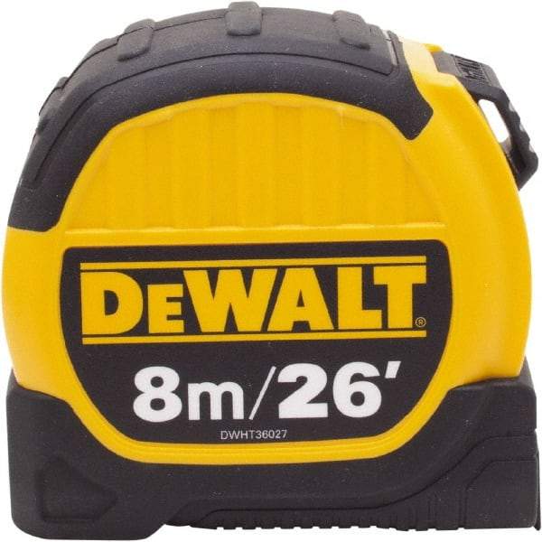 DeWALT - 26' x 1-1/8" Tape Measure - 1/16" & 1 cm Graduation, Inch & Metric Graduation Style - Makers Industrial Supply