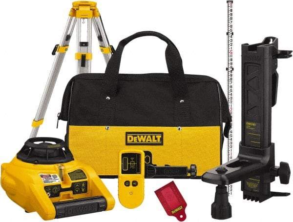 DeWALT - 1,000' Measuring Range, 1/4" at 100' Accuracy, Self-Leveling Rotary Laser - ±5° Self Leveling Range, 150, 300 & 600 RPM, 1 Beam, 2 D Alkaline Battery Included - Makers Industrial Supply