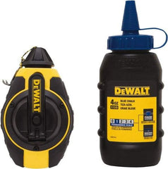 DeWALT - 100' Long Reel & Chalk Set - Yellow & Black, Includes 4 oz Blue Chalk - Makers Industrial Supply