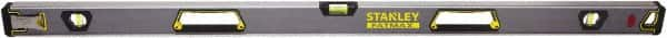 Stanley - 48" Long 3 Vial Box Beam Level - Aluminum, Black/Silver/Yellow, 1 Level & 2 Plumb Vials - Makers Industrial Supply