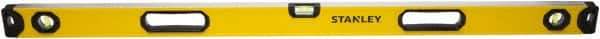 Stanley - 48" Long 3 Vial Box Beam Level - Aluminum, Yellow, 1 Level & 2 Plumb Vials - Makers Industrial Supply