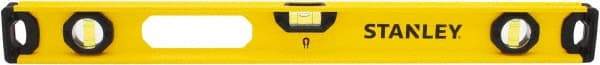 Stanley - Magnetic 24" Long 3 Vial I-Beam Level - Aluminum, Yellow, 1 Level & 2 Plumb Vials - Makers Industrial Supply