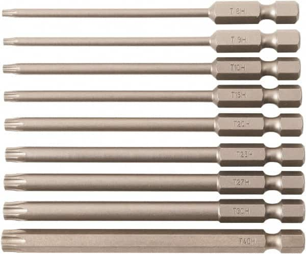 Wiha - 9 Piece, Bit Set - 1/4" Hex Drive, Torx Point - Makers Industrial Supply