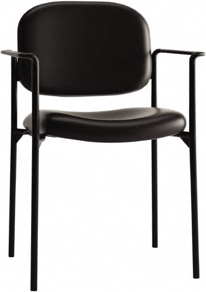 Basyx - Leather Black Stacking Chair - Black Frame, 23-1/4" Wide x 21" Deep x 32-3/4" High - Makers Industrial Supply