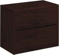 Hon - 36" Wide x 29-1/2" High x 20" Deep, 2 Drawer Lateral File - Woodgrain Laminate, Mahogany - Makers Industrial Supply