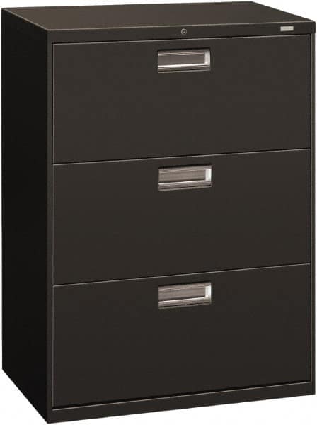 Hon - 30" Wide x 40.88" High x 19-1/4" Deep, 3 Drawer Roll-Out - Steel, Charcoal - Makers Industrial Supply