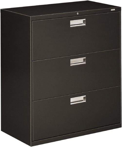 Hon - 36" Wide x 40.88" High x 19-1/4" Deep, 3 Drawer Lateral File - Steel, Charcoal - Makers Industrial Supply