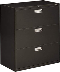 Hon - 36" Wide x 40.88" High x 19-1/4" Deep, 3 Drawer Lateral File - Steel, Charcoal - Makers Industrial Supply