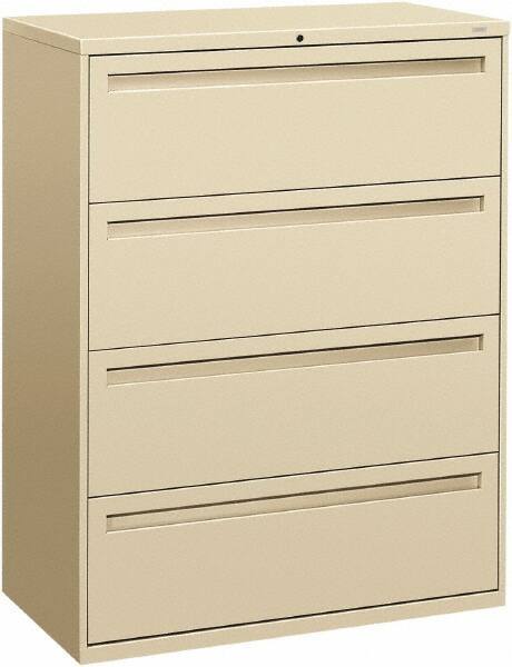 Hon - 42" Wide x 53-1/4" High x 19-1/4" Deep, 4 Drawer Lateral File - Steel, Putty - Makers Industrial Supply