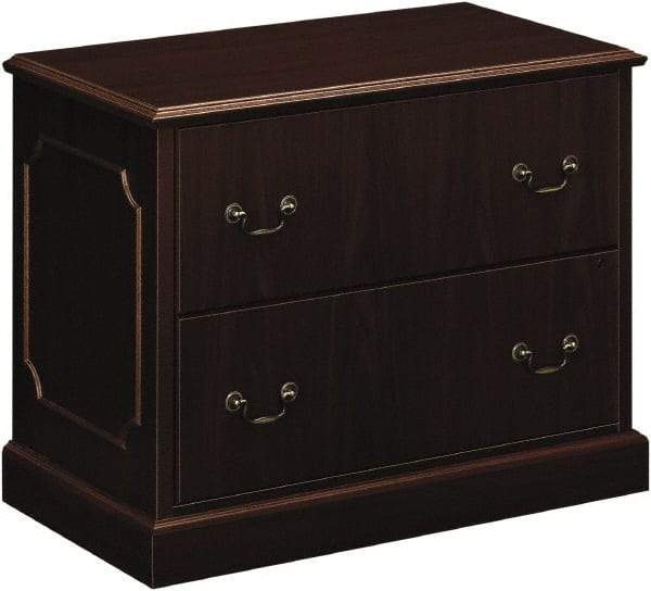 Hon - 37-1/2" Wide x 29-1/2" High x 20-1/2" Deep, 2 Drawer Lateral File - Laminated, Mahogany - Makers Industrial Supply