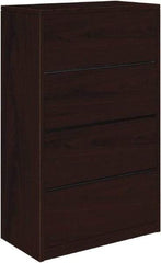 Hon - 36" Wide x 59.13" High x 20" Deep, 4 Drawer Lateral File - Woodgrain Laminate, Mahogany - Makers Industrial Supply