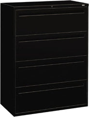 Hon - 42" Wide x 53-1/4" High x 19-1/4" Deep, 4 Drawer Lateral File - Steel, Black - Makers Industrial Supply