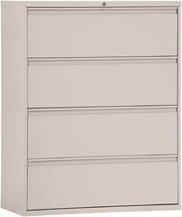 ALERA - 42" Wide x 53-1/4" High x 19-1/4" Deep, 4 Drawer Lateral File - Steel, Light Gray - Makers Industrial Supply