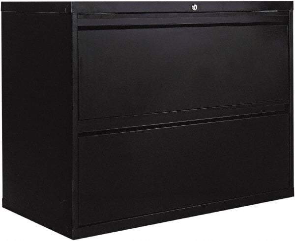 ALERA - 36" Wide x 28.38" High x 19-1/4" Deep, 2 Drawer Lateral File - Steel, Black - Makers Industrial Supply